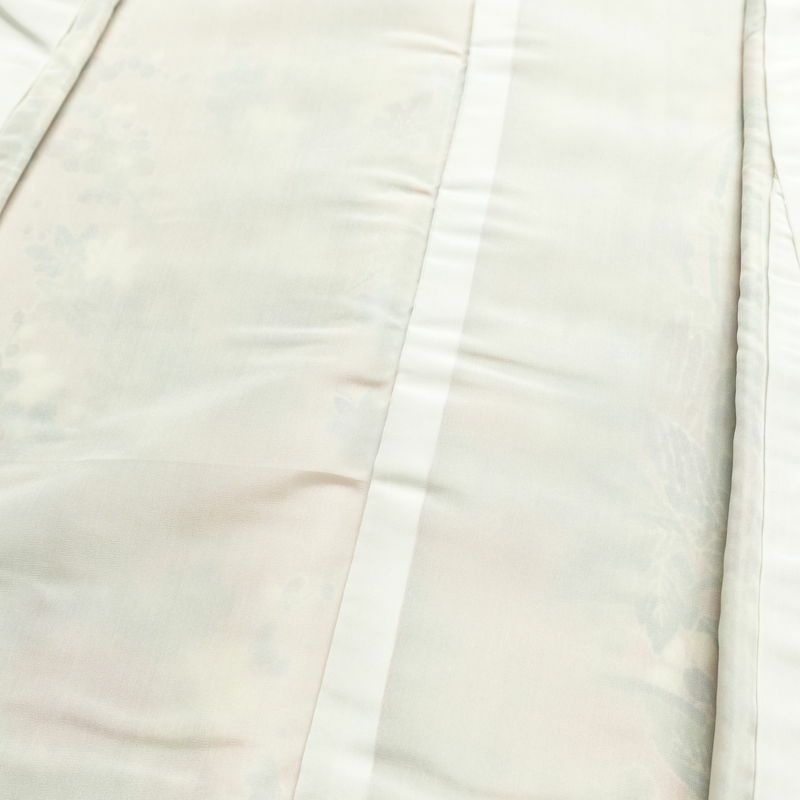 小紋 縮緬 正絹 花柄 袷仕立て 身丈154cm 裄丈65cm リサイクル着物 着物 橙_画像16