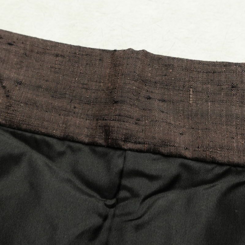 男性用 紬アンサンブル セット 着物 羽織 良品 しつけ糸付き アンサンブル 正絹 無地 袷仕立て 身丈148cm 裄丈71cm リサイクル着物 着物 金彩 茶_画像16