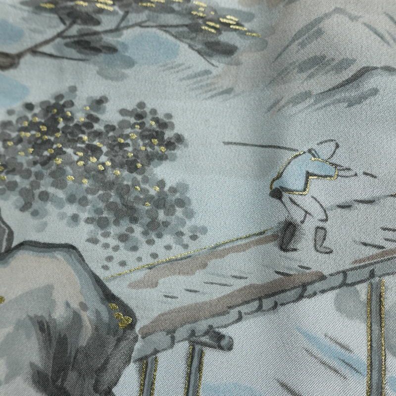 男性用 紬アンサンブル セット 着物 羽織 良品 しつけ糸付き アンサンブル 正絹 無地 袷仕立て 身丈148cm 裄丈71cm リサイクル着物 着物 金彩 茶_画像19