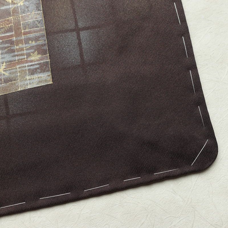 付け下げ しつけ糸付き 一つ紋付き 正絹 人物・動物柄 袷仕立て 身丈164cm 裄丈64.5cm リサイクル着物 着物 刺繍 箔 茶_画像16