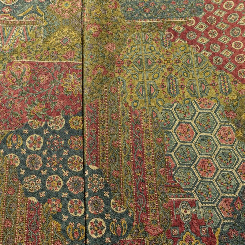 小紋 縮緬 正絹 幾何学柄・抽象柄 袷仕立て 身丈159cm 裄丈64cm リサイクル着物 着物 多色使い_画像6