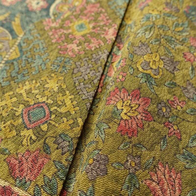 小紋 縮緬 正絹 幾何学柄・抽象柄 袷仕立て 身丈159cm 裄丈64cm リサイクル着物 着物 多色使い_画像10