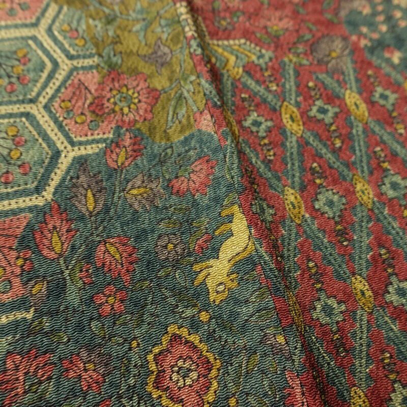 小紋 縮緬 正絹 幾何学柄・抽象柄 袷仕立て 身丈159cm 裄丈64cm リサイクル着物 着物 多色使い_画像12