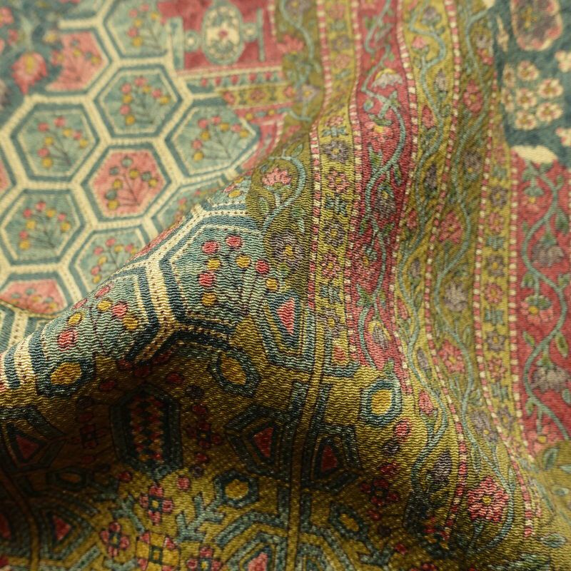 小紋 縮緬 正絹 幾何学柄・抽象柄 袷仕立て 身丈159cm 裄丈64cm リサイクル着物 着物 多色使い_画像20