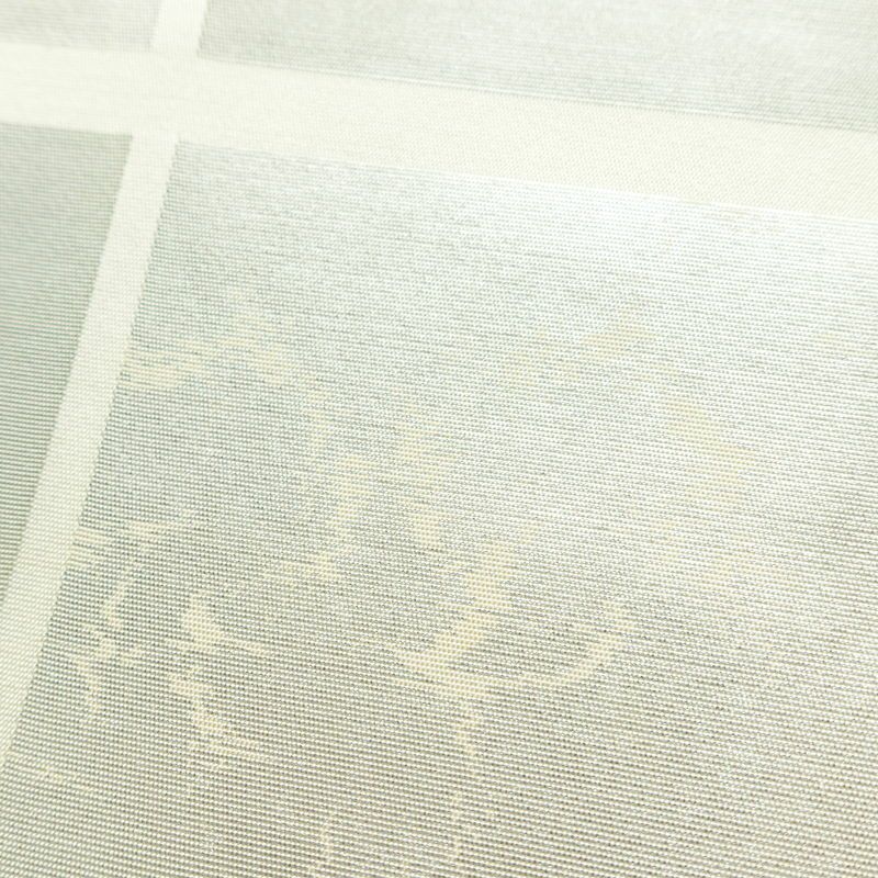 名古屋帯 六通柄 正絹 チェック・格子柄 名古屋仕立て なごや帯 リサイクル帯 帯 箔 クリーム 白_画像4