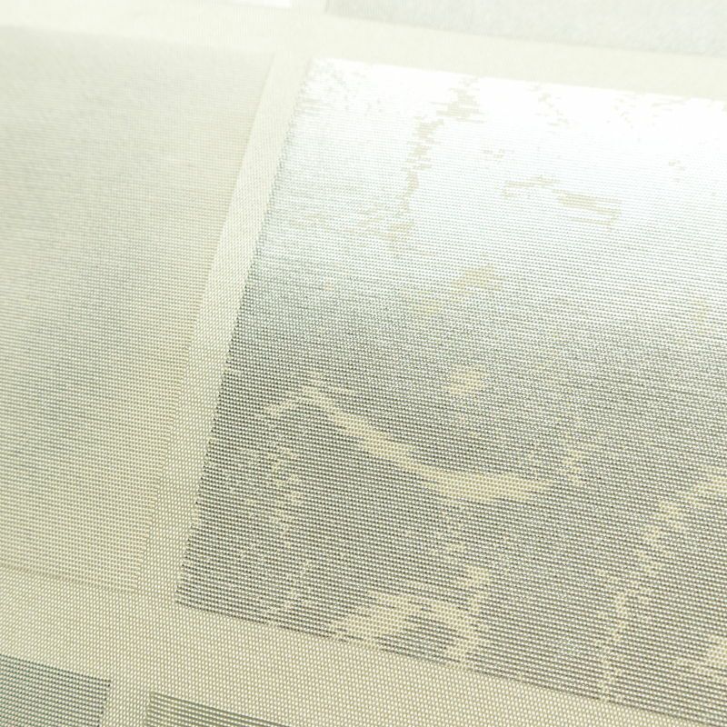 名古屋帯 六通柄 正絹 チェック・格子柄 名古屋仕立て なごや帯 リサイクル帯 帯 箔 クリーム 白_画像6