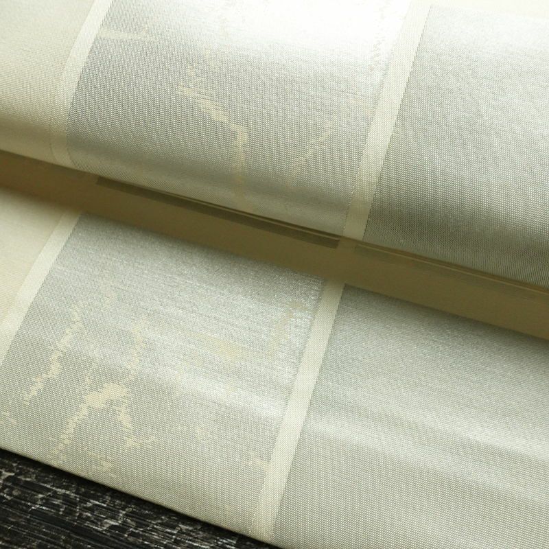 名古屋帯 六通柄 正絹 チェック・格子柄 名古屋仕立て なごや帯 リサイクル帯 帯 箔 クリーム 白_画像8