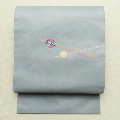 名古屋帯 太鼓柄 正絹 その他の柄 名古屋仕立て なごや帯 リサイクル帯 帯 シンプル おしゃれ かんざし 簪 青・紺