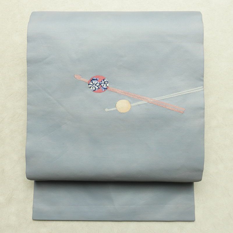 名古屋帯 太鼓柄 正絹 その他の柄 名古屋仕立て なごや帯 リサイクル帯 帯 シンプル おしゃれ かんざし 簪 青・紺