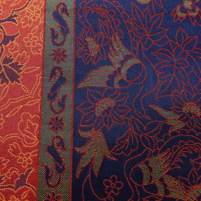 名古屋帯 全通柄 正絹 幾何学柄・抽象柄 名古屋仕立て なごや帯 リサイクル帯 帯 多色使い_画像4