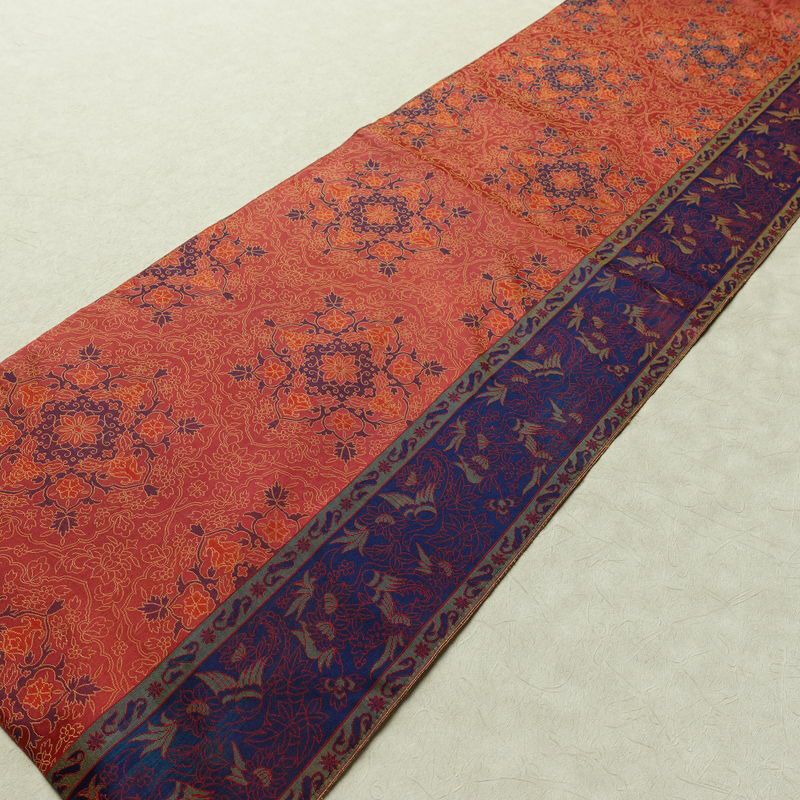 名古屋帯 全通柄 正絹 幾何学柄・抽象柄 名古屋仕立て なごや帯 リサイクル帯 帯 多色使い_画像9