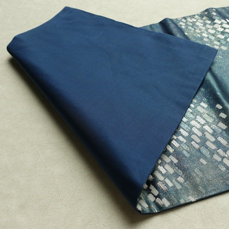 名古屋帯 太鼓柄 正絹 幾何学柄・抽象柄 名古屋仕立て なごや帯 リサイクル帯 帯 箔 おしゃれ 青・紺_画像10