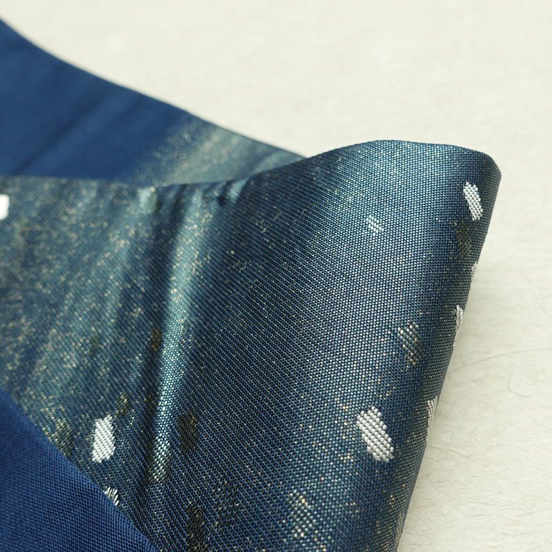 名古屋帯 太鼓柄 正絹 幾何学柄・抽象柄 名古屋仕立て なごや帯 リサイクル帯 帯 箔 おしゃれ 青・紺_画像18