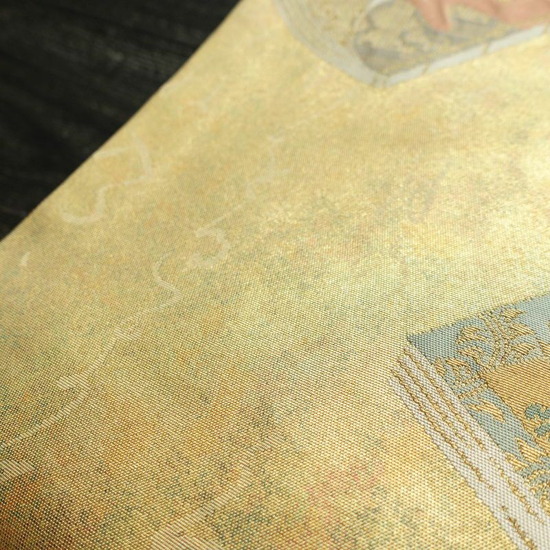 名古屋帯 太鼓柄 青銅箔 正絹 古典柄 名古屋仕立て なごや帯 リサイクル帯 帯 箔 金・銀_画像7