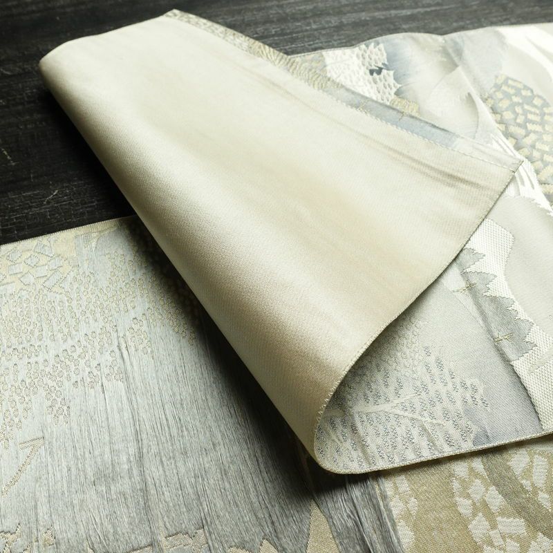 名古屋帯 六通柄 正絹 風景柄 通し仕立て なごや帯 リサイクル帯 帯 多色使い_画像11