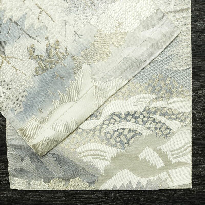 名古屋帯 六通柄 正絹 風景柄 通し仕立て なごや帯 リサイクル帯 帯 多色使い_画像15