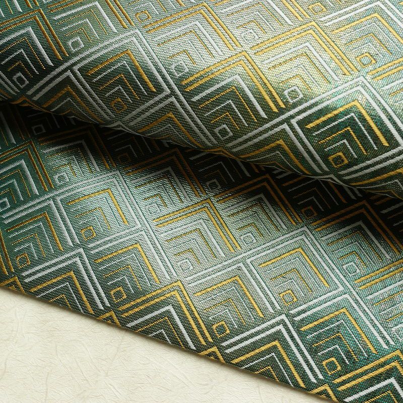 名古屋帯 太鼓柄 正絹 幾何学柄・抽象柄 名古屋仕立て なごや帯 リサイクル帯 帯 箔 緑・うぐいす色_画像8