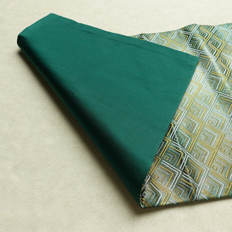 名古屋帯 太鼓柄 正絹 幾何学柄・抽象柄 名古屋仕立て なごや帯 リサイクル帯 帯 箔 緑・うぐいす色_画像10