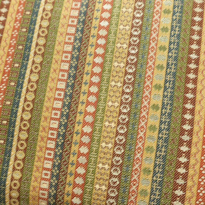 名古屋帯 全通柄 美品 正絹 縞柄・線柄 通し仕立て なごや帯 リサイクル帯 帯 カジュアル 多色使い_画像3