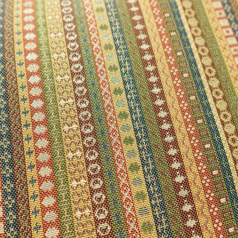 名古屋帯 全通柄 美品 正絹 縞柄・線柄 通し仕立て なごや帯 リサイクル帯 帯 カジュアル 多色使い_画像4