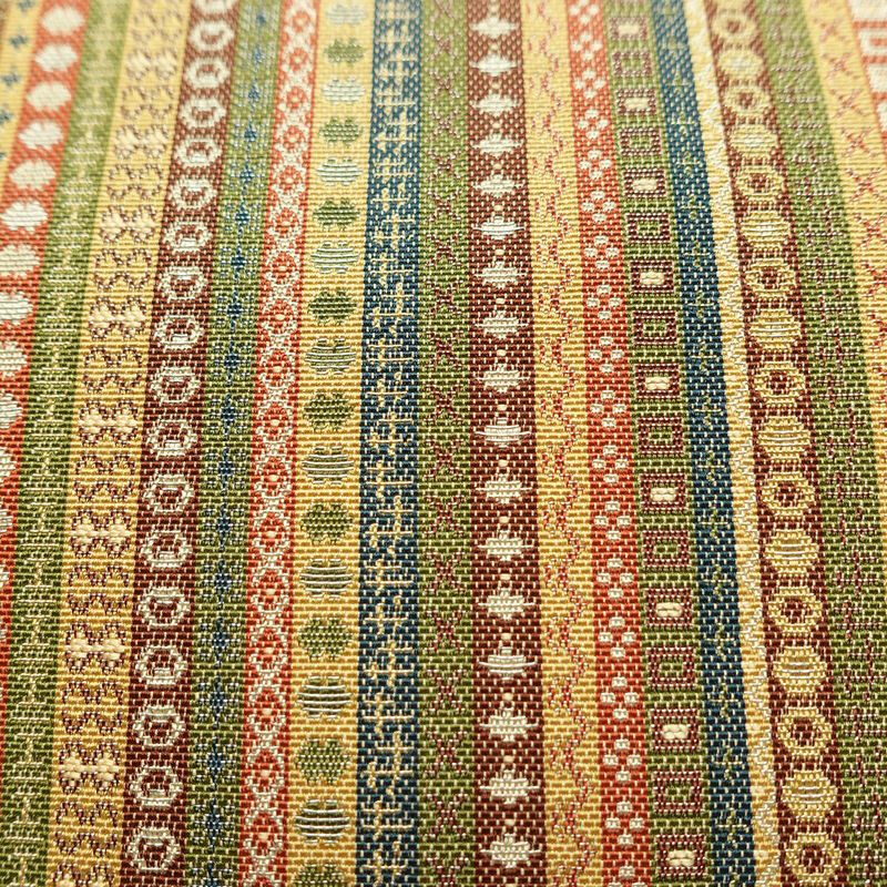 名古屋帯 全通柄 美品 正絹 縞柄・線柄 通し仕立て なごや帯 リサイクル帯 帯 カジュアル 多色使い_画像5