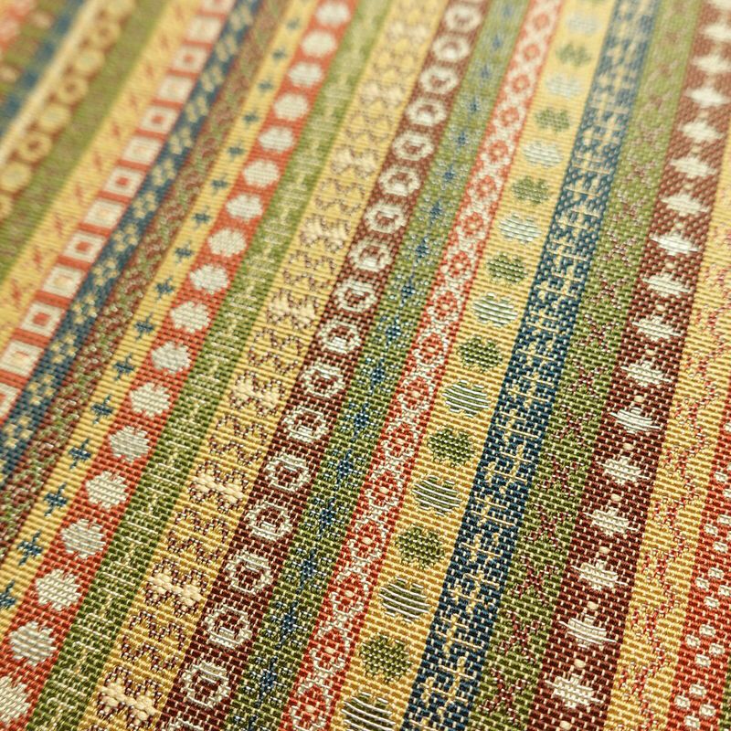 名古屋帯 全通柄 美品 正絹 縞柄・線柄 通し仕立て なごや帯 リサイクル帯 帯 カジュアル 多色使い_画像6