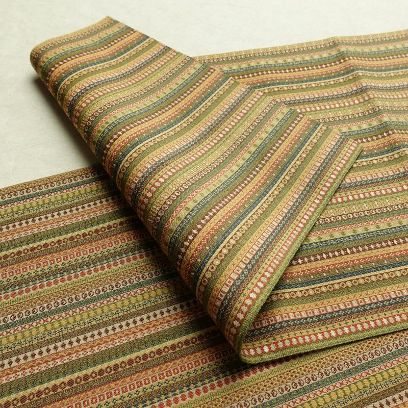 名古屋帯 全通柄 美品 正絹 縞柄・線柄 通し仕立て なごや帯 リサイクル帯 帯 カジュアル 多色使い_画像9