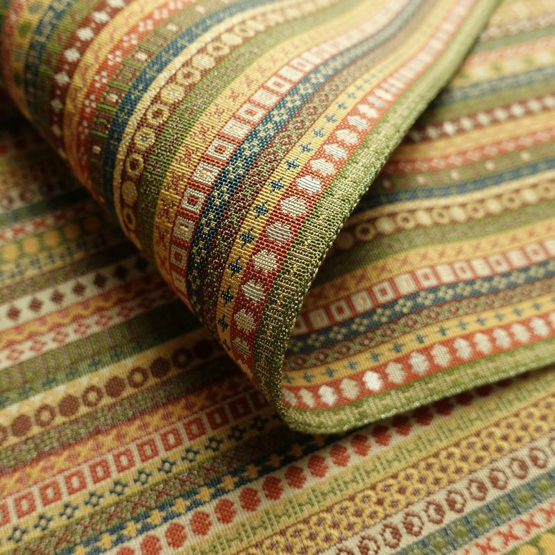 名古屋帯 全通柄 美品 正絹 縞柄・線柄 通し仕立て なごや帯 リサイクル帯 帯 カジュアル 多色使い_画像10