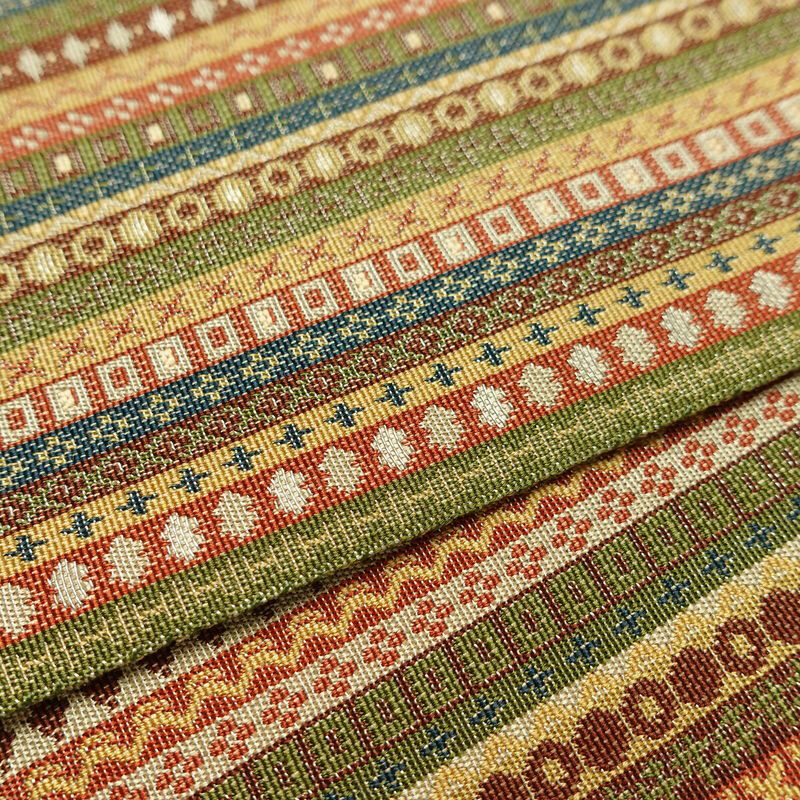 名古屋帯 全通柄 美品 正絹 縞柄・線柄 通し仕立て なごや帯 リサイクル帯 帯 カジュアル 多色使い_画像12