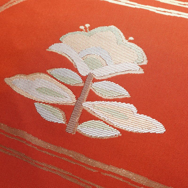 名古屋帯 六通柄 美品 正絹 名古屋仕立て なごや帯 リサイクル帯 帯 蝶 金糸 橙_画像3