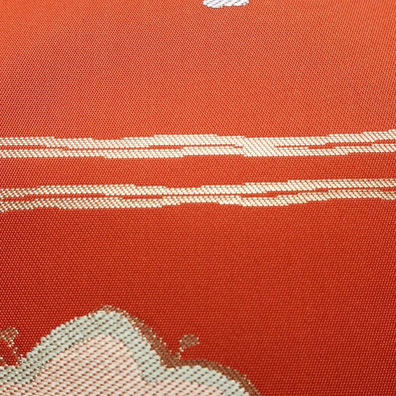 名古屋帯 六通柄 美品 正絹 名古屋仕立て なごや帯 リサイクル帯 帯 蝶 金糸 橙_画像4