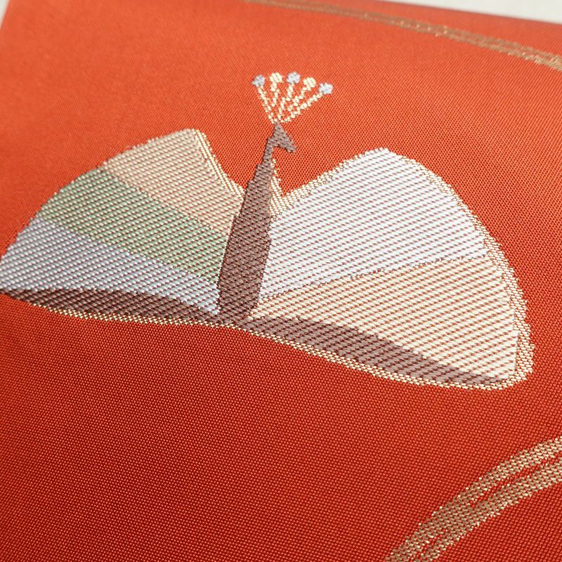 名古屋帯 六通柄 美品 正絹 名古屋仕立て なごや帯 リサイクル帯 帯 蝶 金糸 橙_画像5