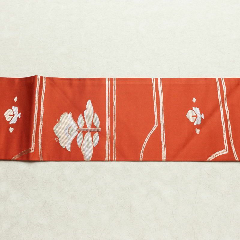 名古屋帯 六通柄 美品 正絹 名古屋仕立て なごや帯 リサイクル帯 帯 蝶 金糸 橙_画像14