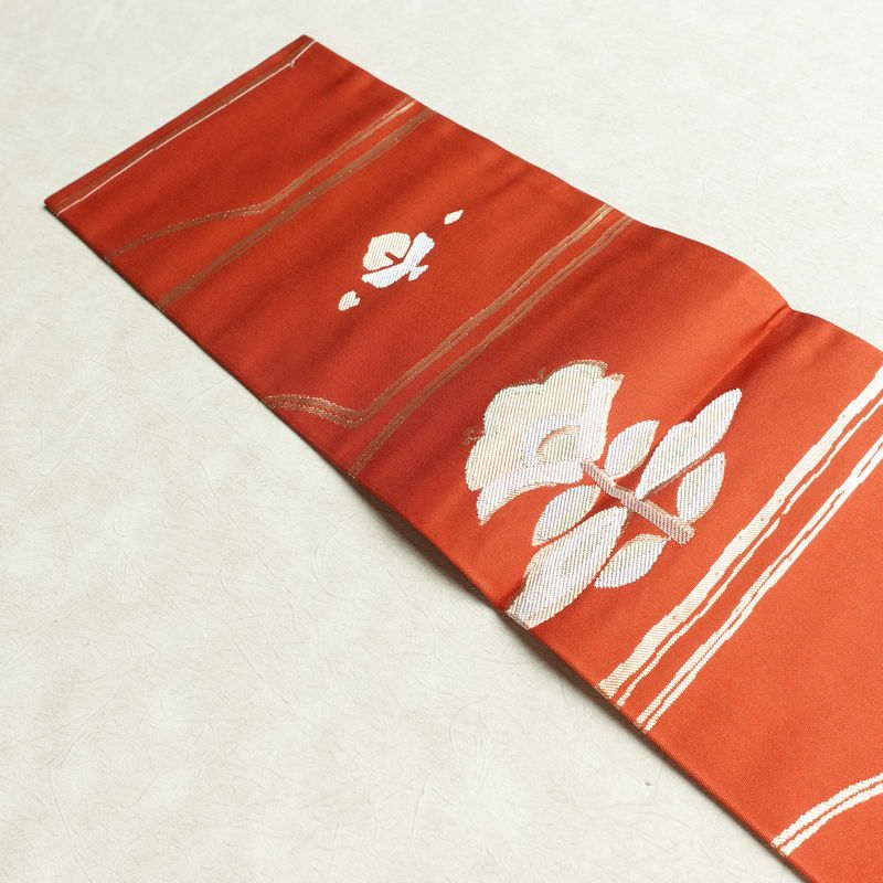 名古屋帯 六通柄 美品 正絹 名古屋仕立て なごや帯 リサイクル帯 帯 蝶 金糸 橙_画像16