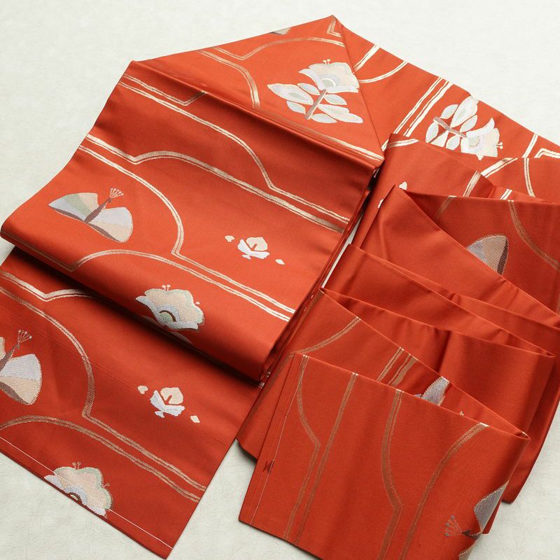 名古屋帯 六通柄 美品 正絹 名古屋仕立て なごや帯 リサイクル帯 帯 蝶 金糸 橙_画像17