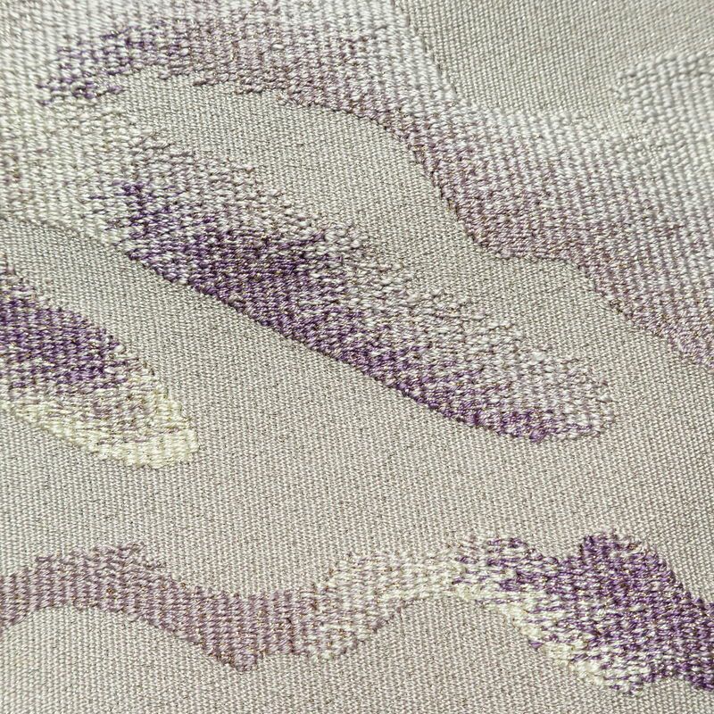 名古屋帯 太鼓柄 正絹 幾何学柄・抽象柄 通し仕立て なごや帯 リサイクル帯 帯 銀通し 紫・藤色_画像3