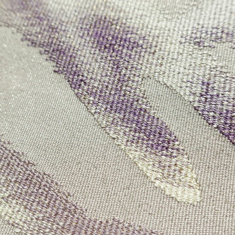 名古屋帯 太鼓柄 正絹 幾何学柄・抽象柄 通し仕立て なごや帯 リサイクル帯 帯 銀通し 紫・藤色_画像6