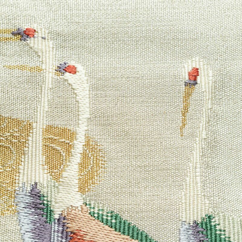 名古屋帯 太鼓柄 美品 正絹 人物・動物柄 松葉仕立て なごや帯 リサイクル帯 帯 刺繍 金糸 銀糸 シンプル 金・銀_画像3