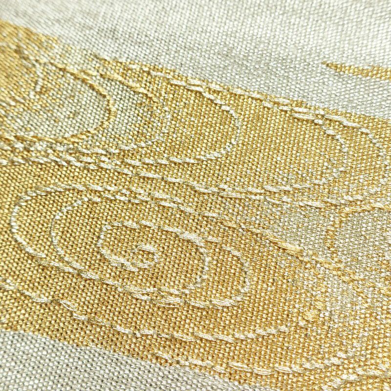 名古屋帯 太鼓柄 美品 正絹 人物・動物柄 松葉仕立て なごや帯 リサイクル帯 帯 刺繍 金糸 銀糸 シンプル 金・銀_画像8