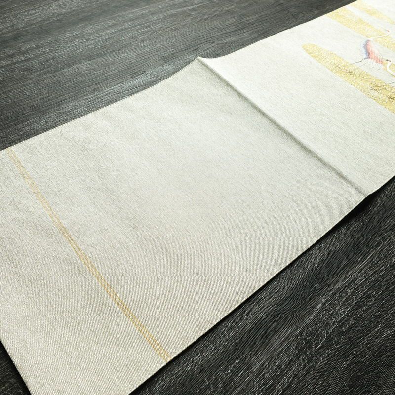 名古屋帯 太鼓柄 美品 正絹 人物・動物柄 松葉仕立て なごや帯 リサイクル帯 帯 刺繍 金糸 銀糸 シンプル 金・銀_画像10