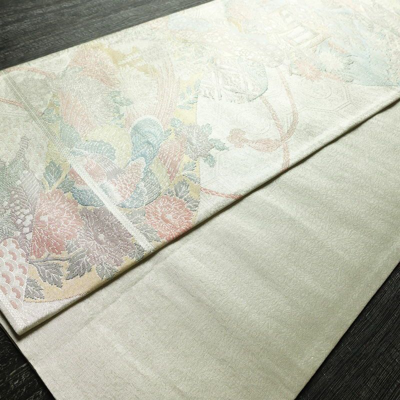 袋帯 六通柄 正絹 古典柄 リサイクル帯 帯 入学式 卒業式 七五三 パーティー お宮参り フォーマル 金・銀_画像10