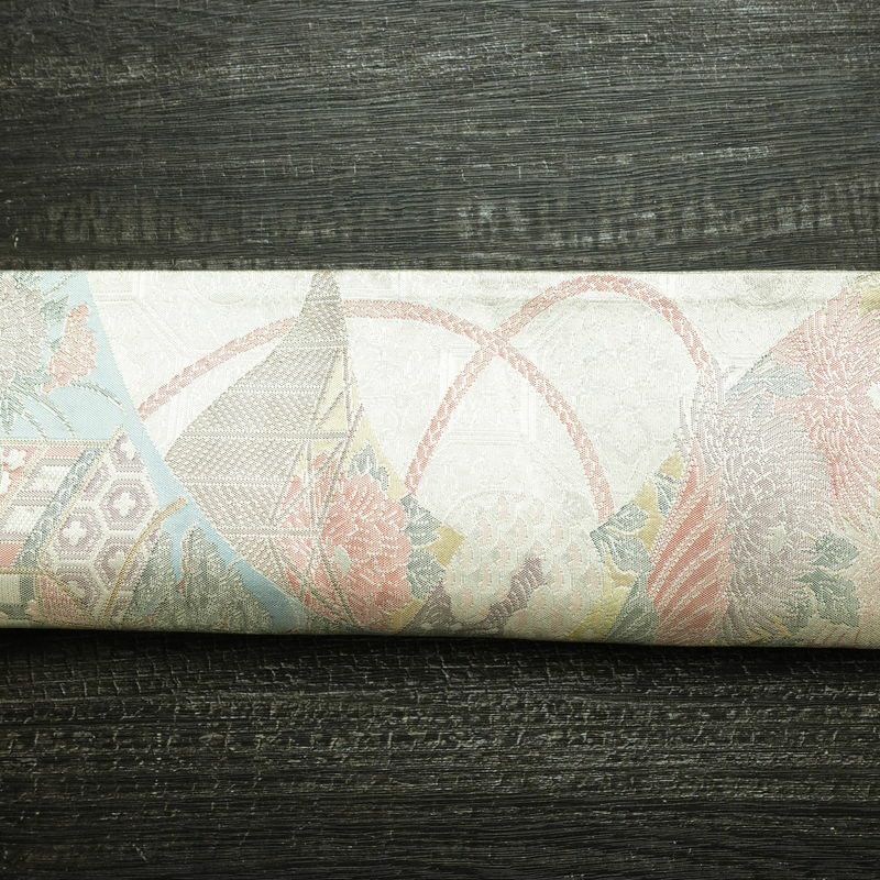 袋帯 六通柄 正絹 古典柄 リサイクル帯 帯 入学式 卒業式 七五三 パーティー お宮参り フォーマル 金・銀_画像15