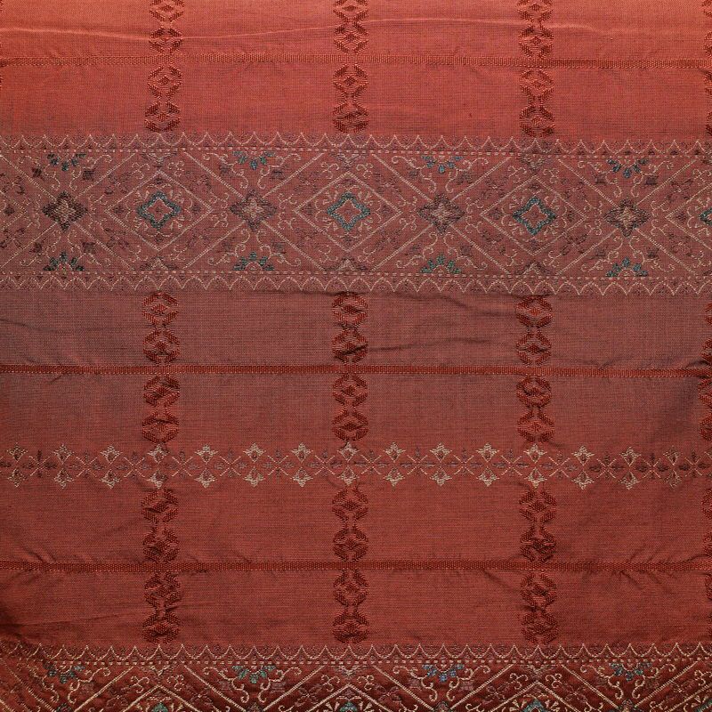 袋帯 全通柄 一般用 正絹 幾何学柄・抽象柄 リサイクル帯 帯 モダン 小豆・エンジ_画像2