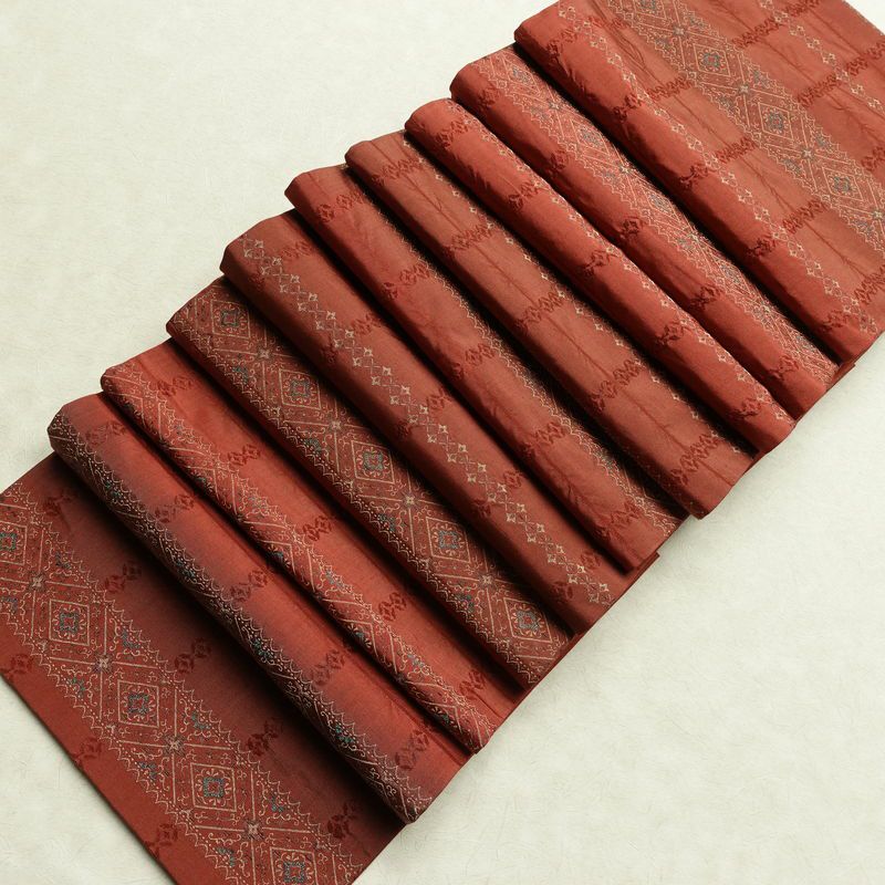 袋帯 全通柄 一般用 正絹 幾何学柄・抽象柄 リサイクル帯 帯 モダン 小豆・エンジ_画像17