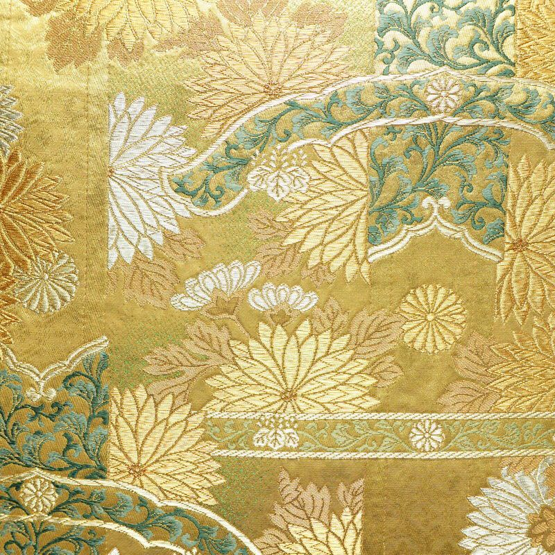 袋帯 六通柄 良品 フォーマル用 正絹 木の葉・植物柄 リサイクル帯 帯 箔 金糸 入学式 卒業式 結婚式 七五三 パーティー お宮参り フォーマル 華やか 金・銀_画像2