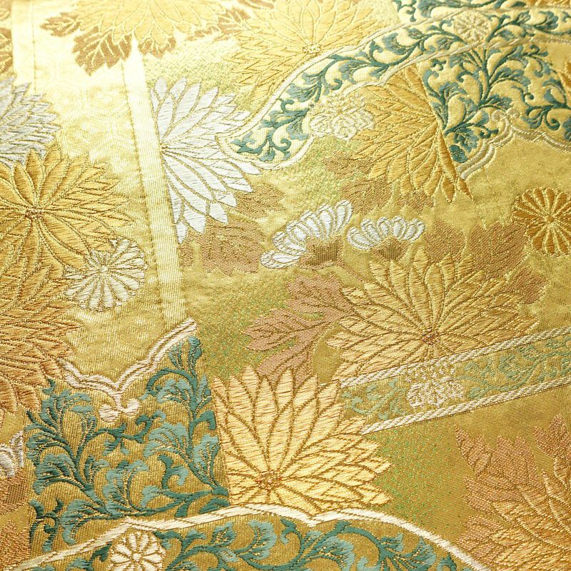 袋帯 六通柄 良品 フォーマル用 正絹 木の葉・植物柄 リサイクル帯 帯 箔 金糸 入学式 卒業式 結婚式 七五三 パーティー お宮参り フォーマル 華やか 金・銀_画像3