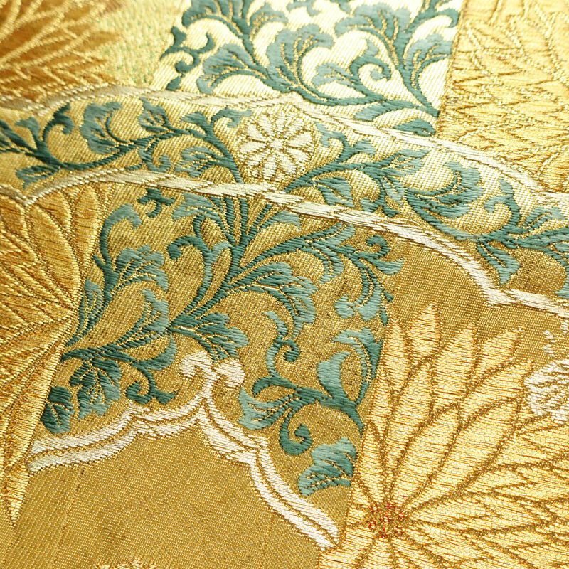 袋帯 六通柄 良品 フォーマル用 正絹 木の葉・植物柄 リサイクル帯 帯 箔 金糸 入学式 卒業式 結婚式 七五三 パーティー お宮参り フォーマル 華やか 金・銀_画像4