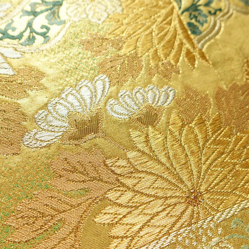 袋帯 六通柄 良品 フォーマル用 正絹 木の葉・植物柄 リサイクル帯 帯 箔 金糸 入学式 卒業式 結婚式 七五三 パーティー お宮参り フォーマル 華やか 金・銀_画像7