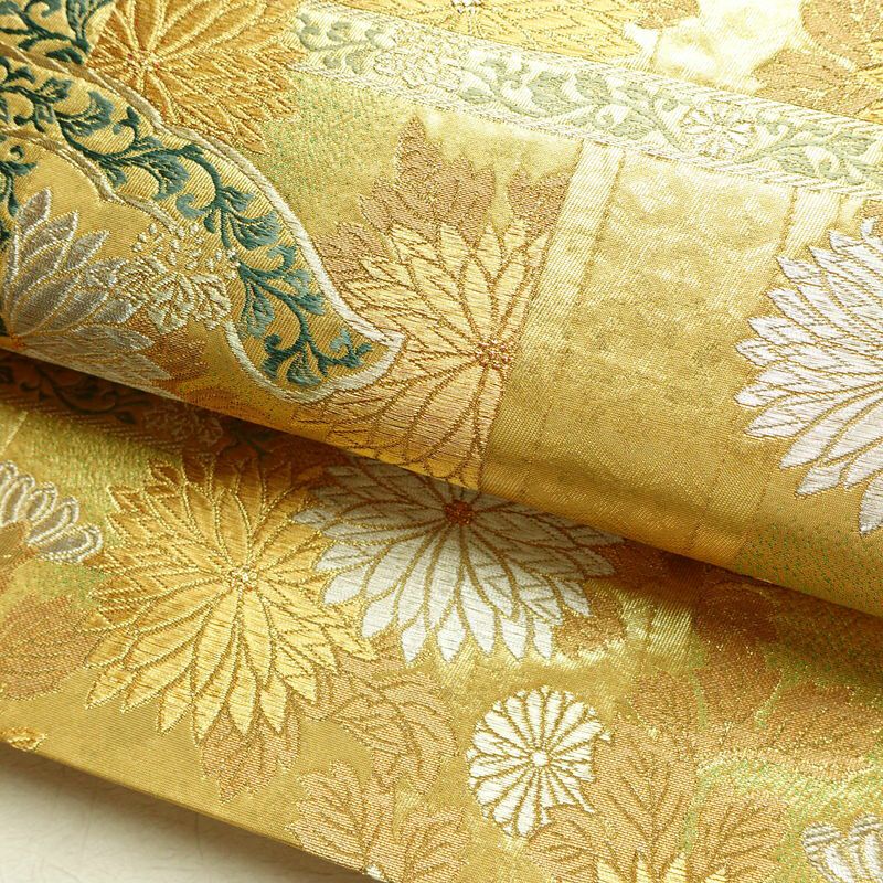 袋帯 六通柄 良品 フォーマル用 正絹 木の葉・植物柄 リサイクル帯 帯 箔 金糸 入学式 卒業式 結婚式 七五三 パーティー お宮参り フォーマル 華やか 金・銀_画像8