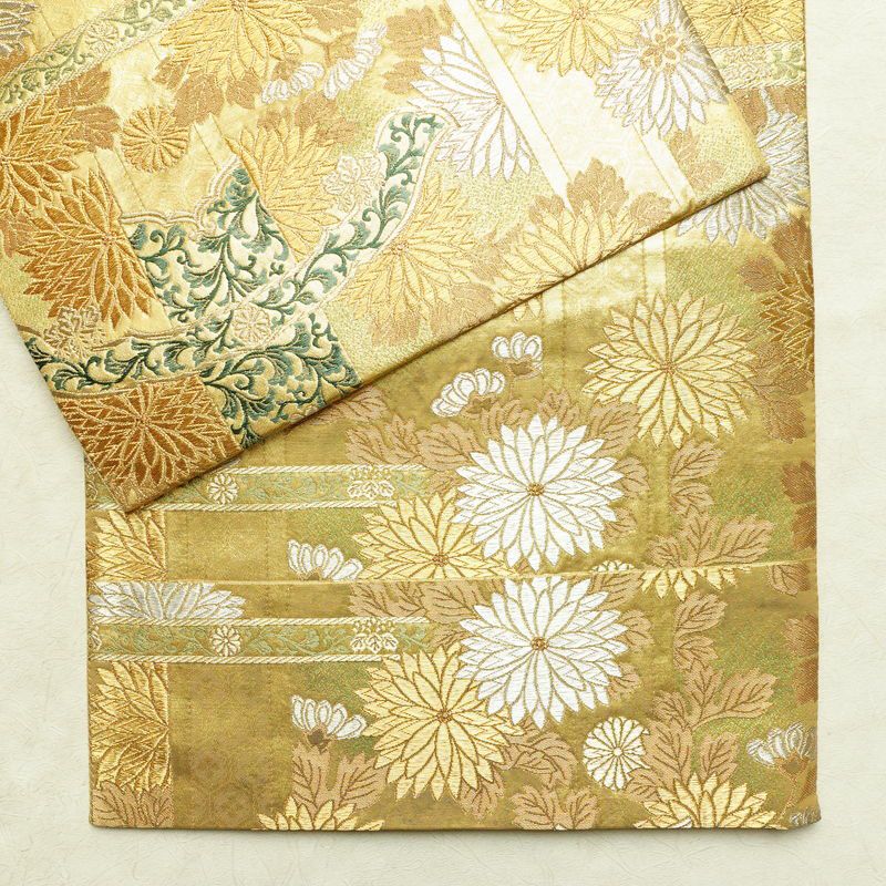 袋帯 六通柄 良品 フォーマル用 正絹 木の葉・植物柄 リサイクル帯 帯 箔 金糸 入学式 卒業式 結婚式 七五三 パーティー お宮参り フォーマル 華やか 金・銀_画像13